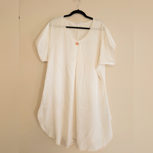 90’s Maternity Nightgown – Lace Trim & Rosebud – 24” PTP Vintage - Picture 1 of 6